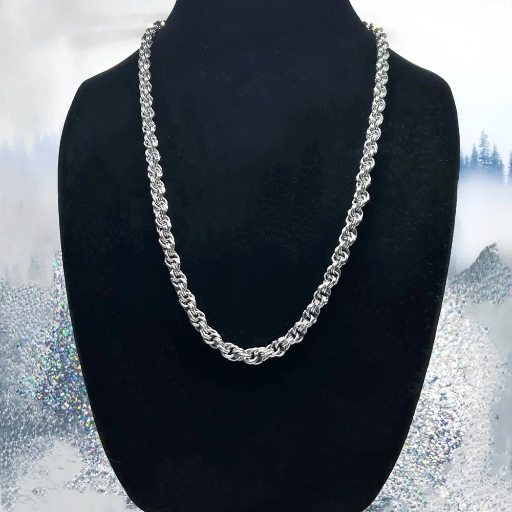 Unisex Silver Alloy Rope Chain - Picture 1 of 4